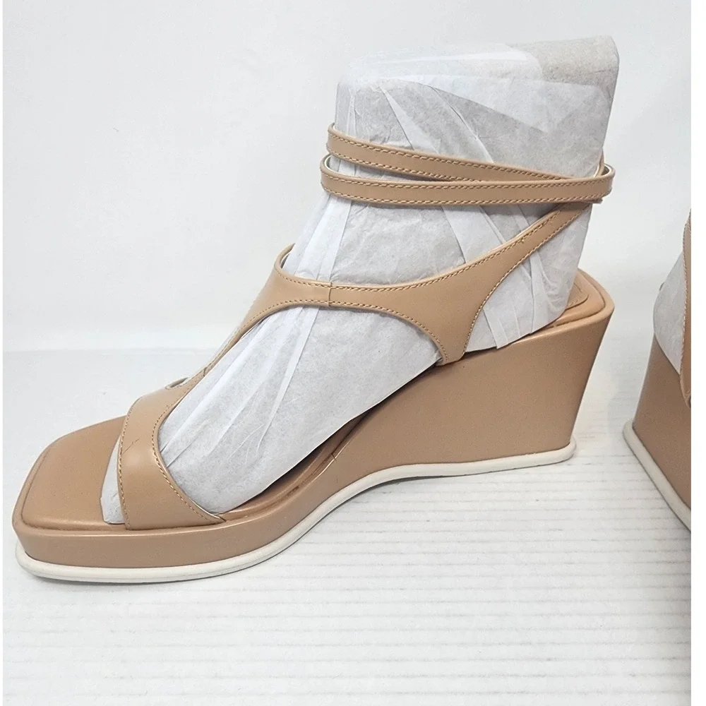 Vince Camuto VC-FETEMEE Tan Leather Platform Wedge‎ Sandals Women 11M 42.5